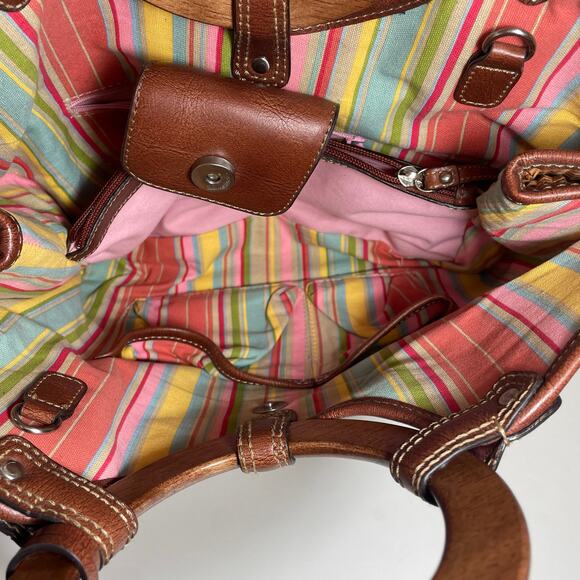 Vintage Fossil Brown Straw Basket Weave Handbag Purse - Picture 10 of 13